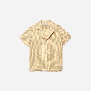 Everlane Linen Notched Collar shirt in yellow gingham
